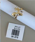 Anillo Dorado con Piedras Brillantes de Diversos Cortes
