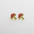 Aretes Forma de Hongo en Tono Rojo y Dorado