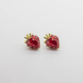 Aretes Forma de Fresa en Tono Rojo y Dorado