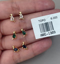 Set de Aretes Miniatura Forma Dinosaurio con Piedra