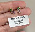 Aretes Dorados con Piedras en Tono Verde y Violeta