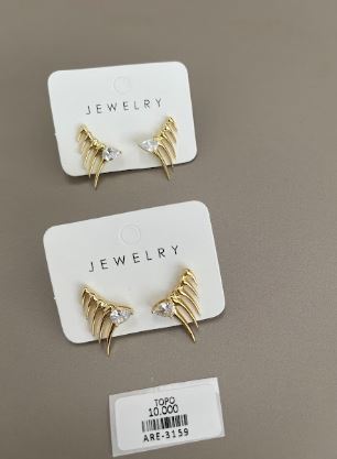 Aretes Topo Estilo Alas con Cristal en Gota