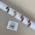 Anillo Abierto con Piedras en Forma de Gota