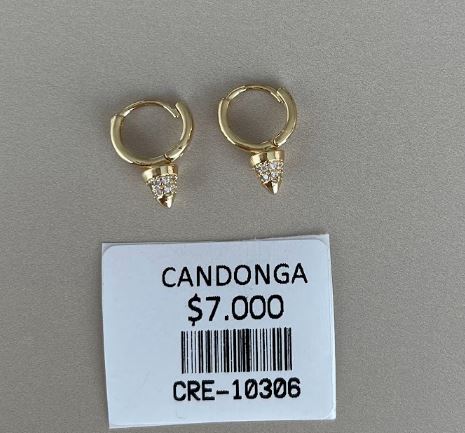 Candongas con Dije Cónico Brillante