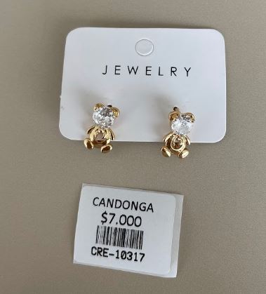 Aretes Diseño Osito con Gema Central