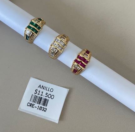 Anillo de Banda con Piedras de Corte Rectangular