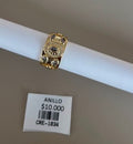Anillo Diseño Banda con Piedras Decorativas Tono Dorado