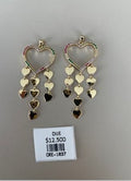 Dije Corazón con Cascadas de Corazones y Piedras de Color