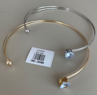 Choker Rígido con Piedras en Tonos Dorado y Plateado