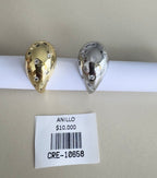 Anillo de Gota Abombado con Microcircones Incrustados