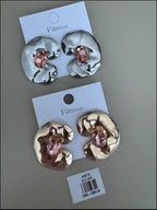 Aretes Maxis Ondulados con Piedra Rosa Ovalada