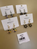 Aretes Colgantes Flor con Cristales Multicolor
