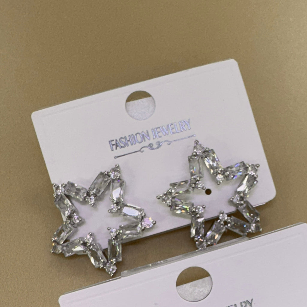 Aretes Estrella Abierta con Cristales Transparentes