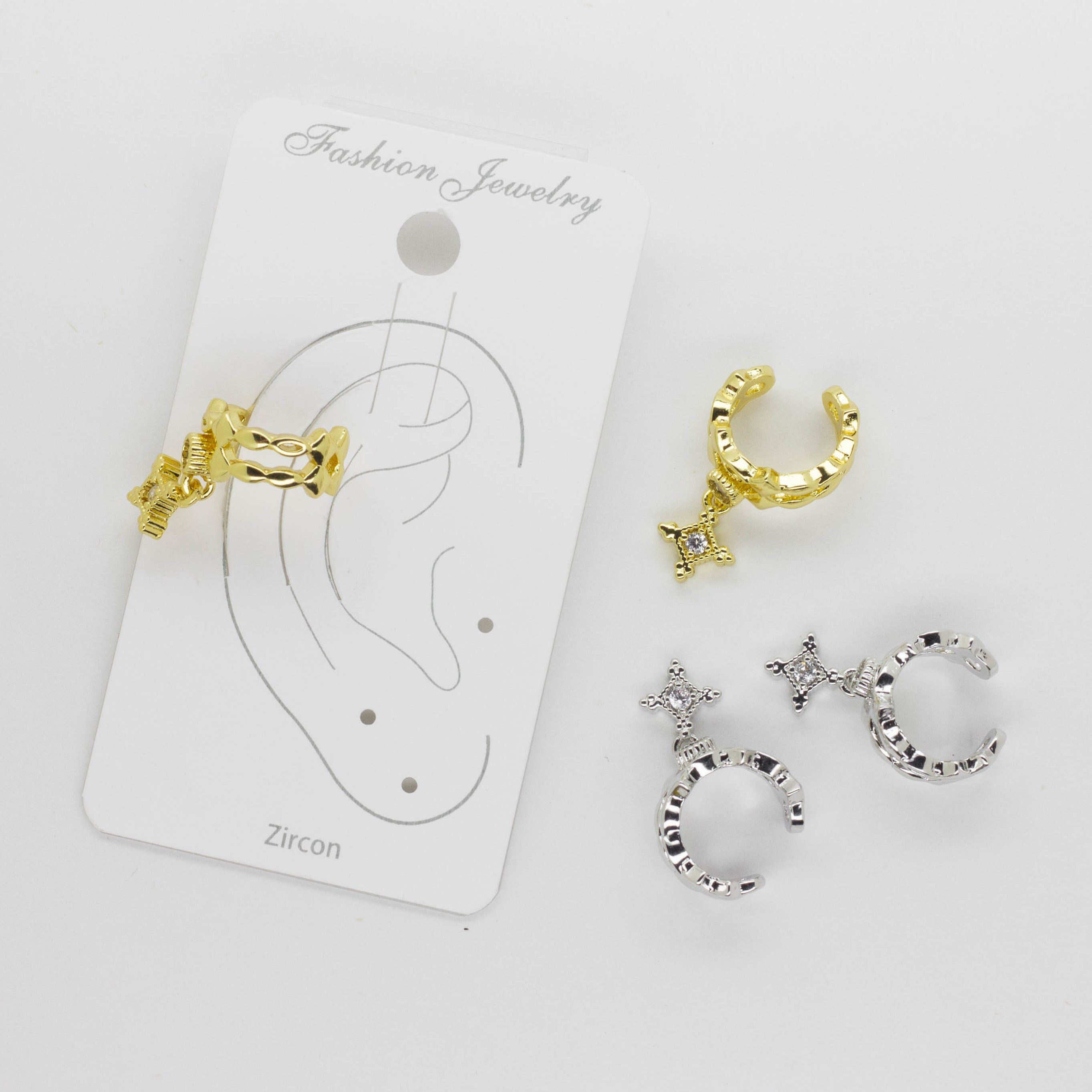 Ear Cuff Colgante Estrella con Circón Incrustado