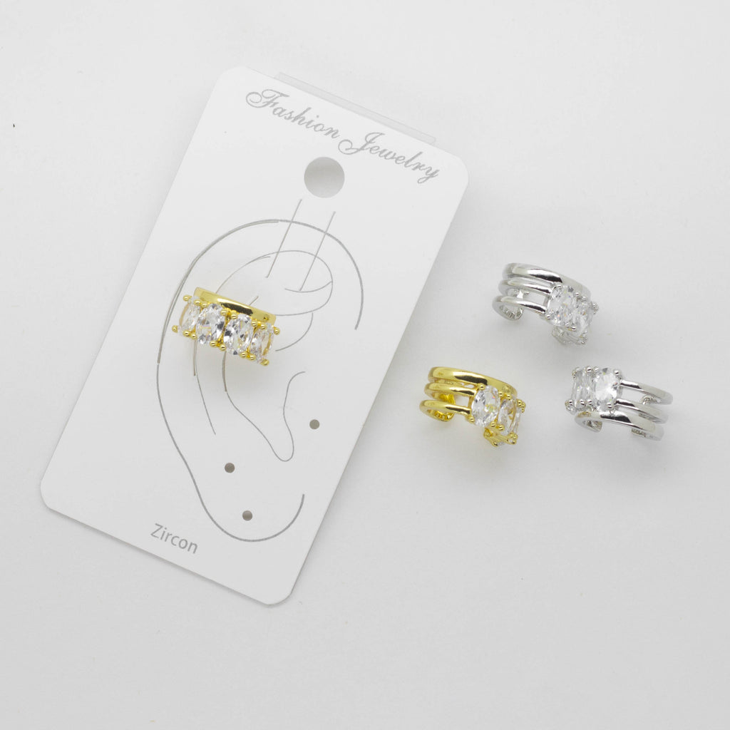 Ear Cuff Triple con Circones Ovalados