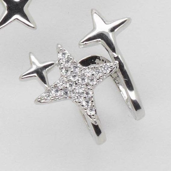 Ear Cuff Doble de Estrellas con Microcircones