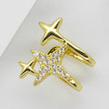 Ear Cuff Doble de Estrellas con Microcircones