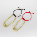 Pulsera Ajustable de Hilo con Balines Dorados y Dije Ojo Turco de Circones