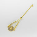 Pulsera Ajustable Dorada con Medalla Circular Religiosa y Cristales
