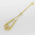 Pulsera Ajustable Dorada Cruz en Aro con Circonias y Esferas