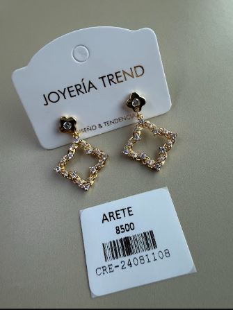 Aretes Colgantes Rombo Calado Dorado