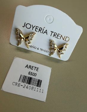 Aretes Mariposa Dorada con Brillos