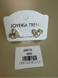 Aretes Topo Corazón con Cristales Estilizados