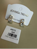 Aretes Topo Doble Cristal Ovalado Dorados