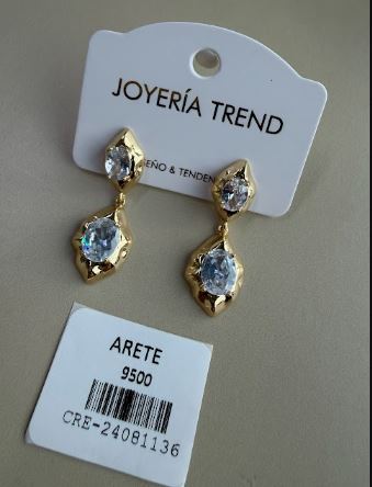 Aretes Colgantes con Cristales Facetados Dorados