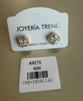 Aretes Topo Cuadrados Dorados con Cristal Central
