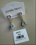 Aretes Colgantes Gota con Cristales Transparentes