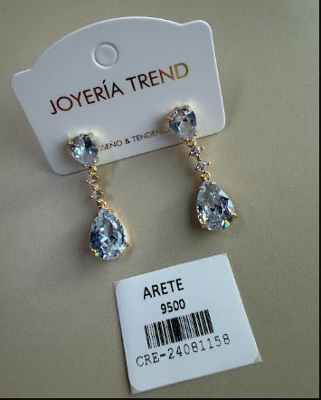 Aretes Colgantes Gota con Cristales Transparentes