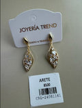 Aretes Colgantes Hoja con Cristales Transparentes
