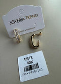 Aretes Ovalados Dorados con Detalles Brillantes