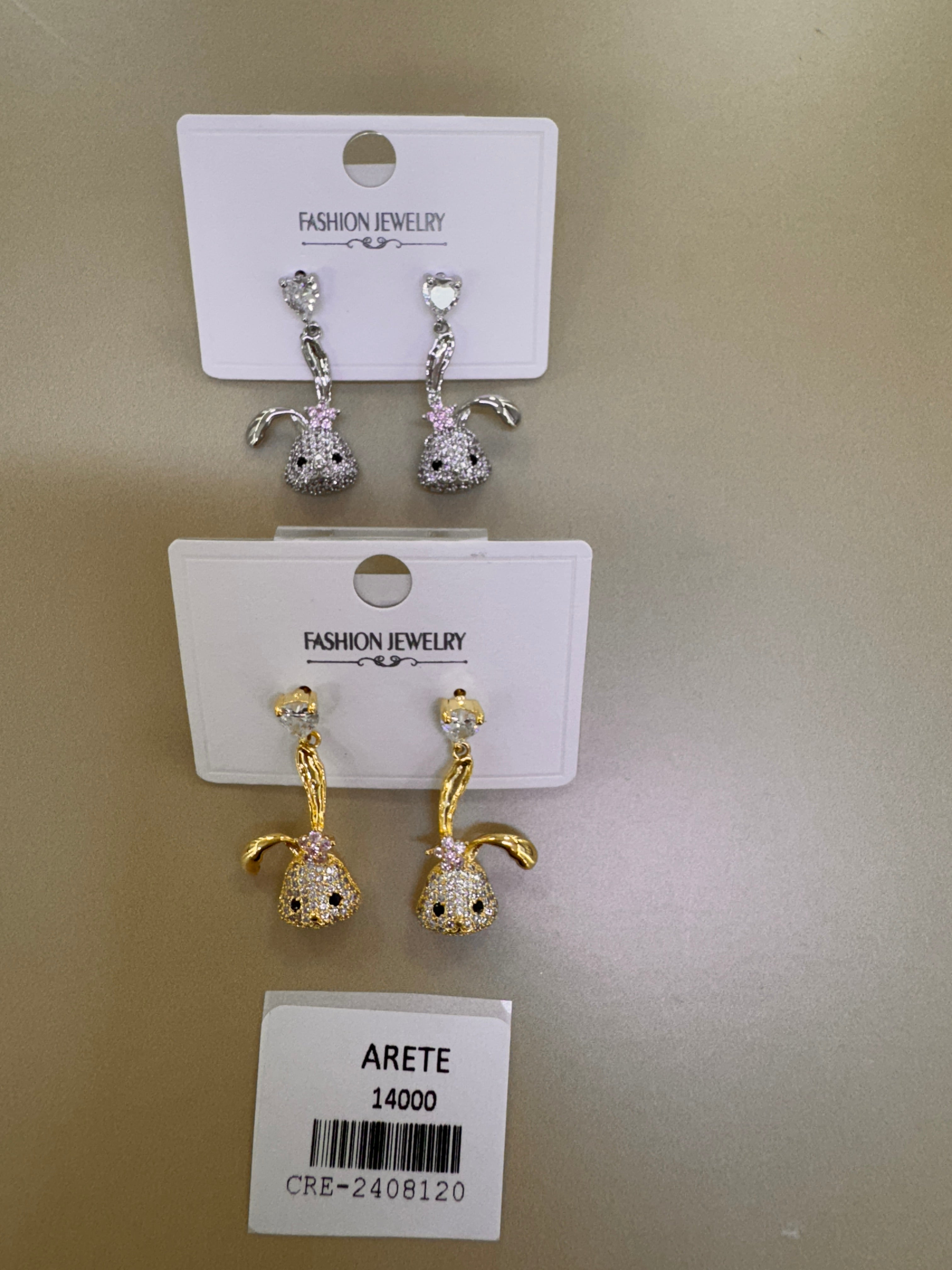 Arete Colgante Conejo con Microcircones