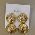 Aretes Colgantes Redondos Texturizados con Relieve
