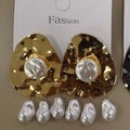 Aretes Orgánicos con Esfera y Perlas