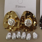 Aretes Orgánicos con Esfera y Perlas