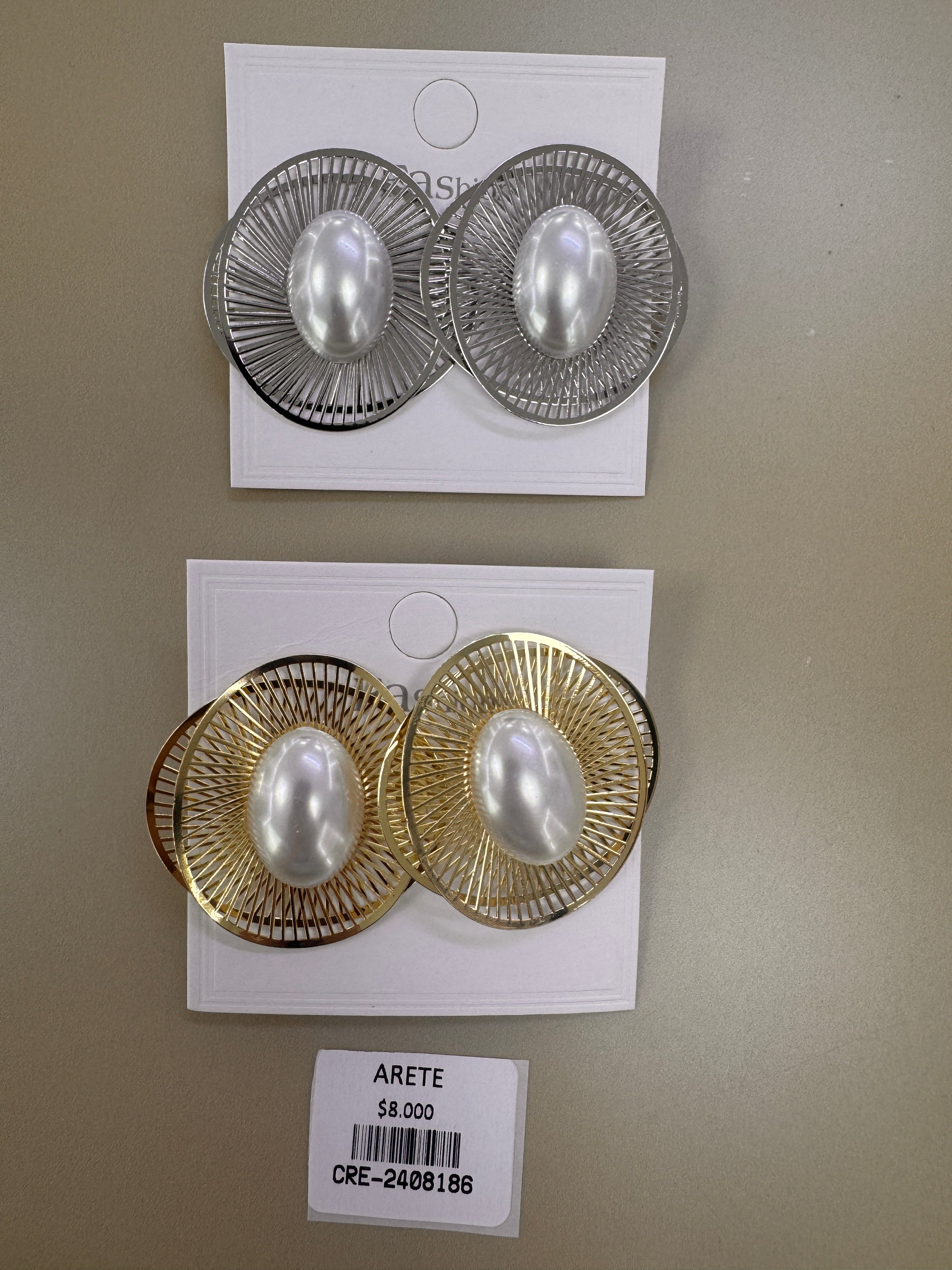 Aretes Circulares Calados con Centro Perlado
