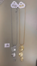 Juego de Collar Largo y Aretes con Dijes de Hojas