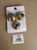 Juego de Aretes y Dije Bicolor de Aros Texturizados