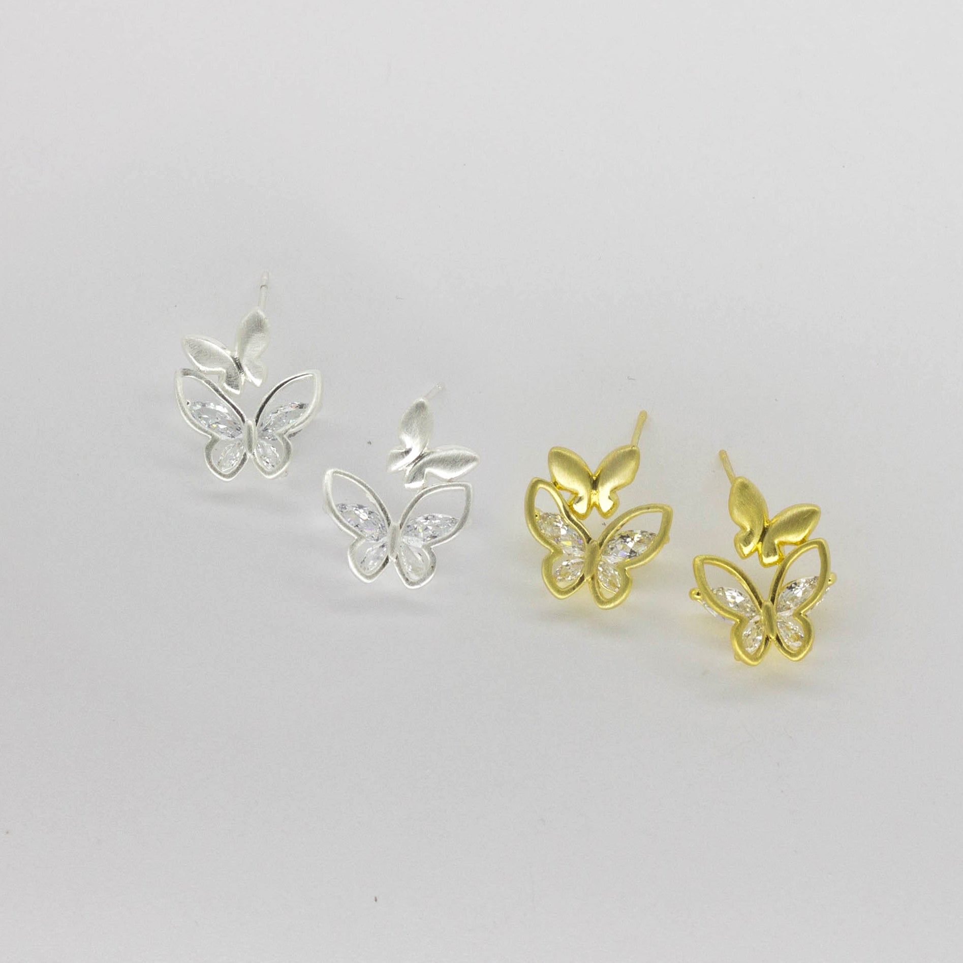Aretes Mariposa Doble Bicolor