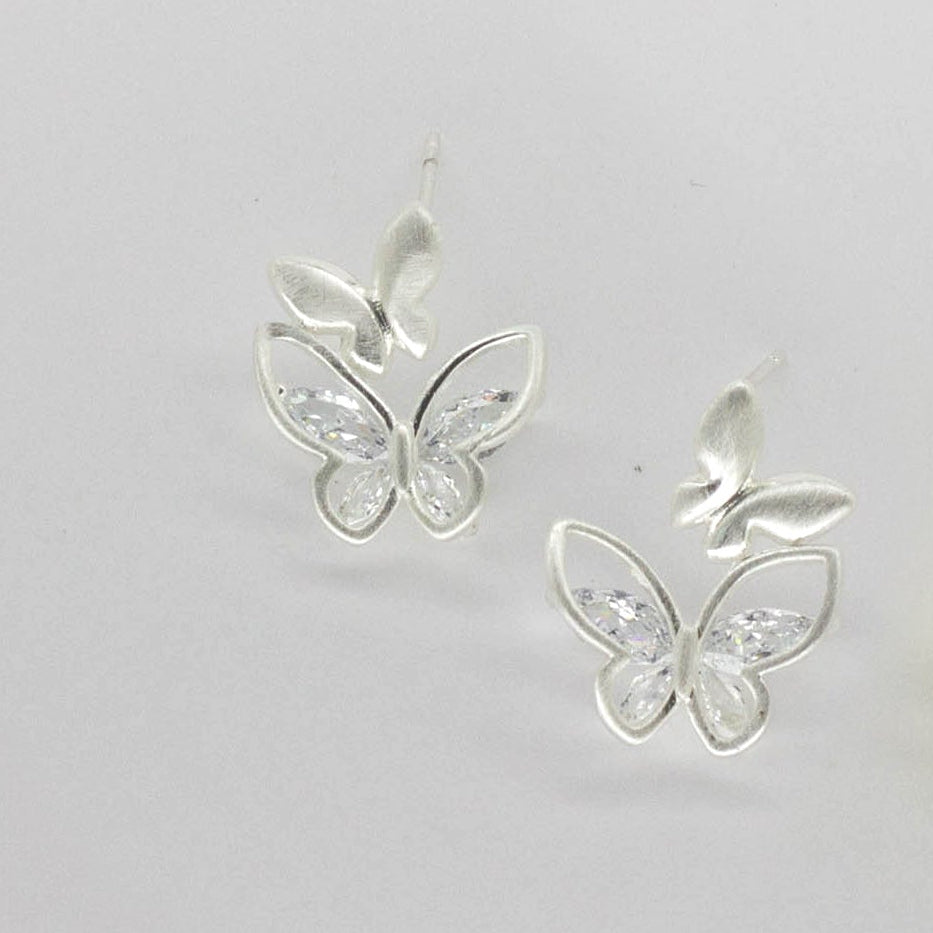 Aretes Mariposa Doble Bicolor