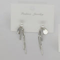 Aretes Colgantes con Perla, Flecos y Microcircones