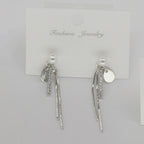 Aretes Colgantes con Perla, Flecos y Microcircones