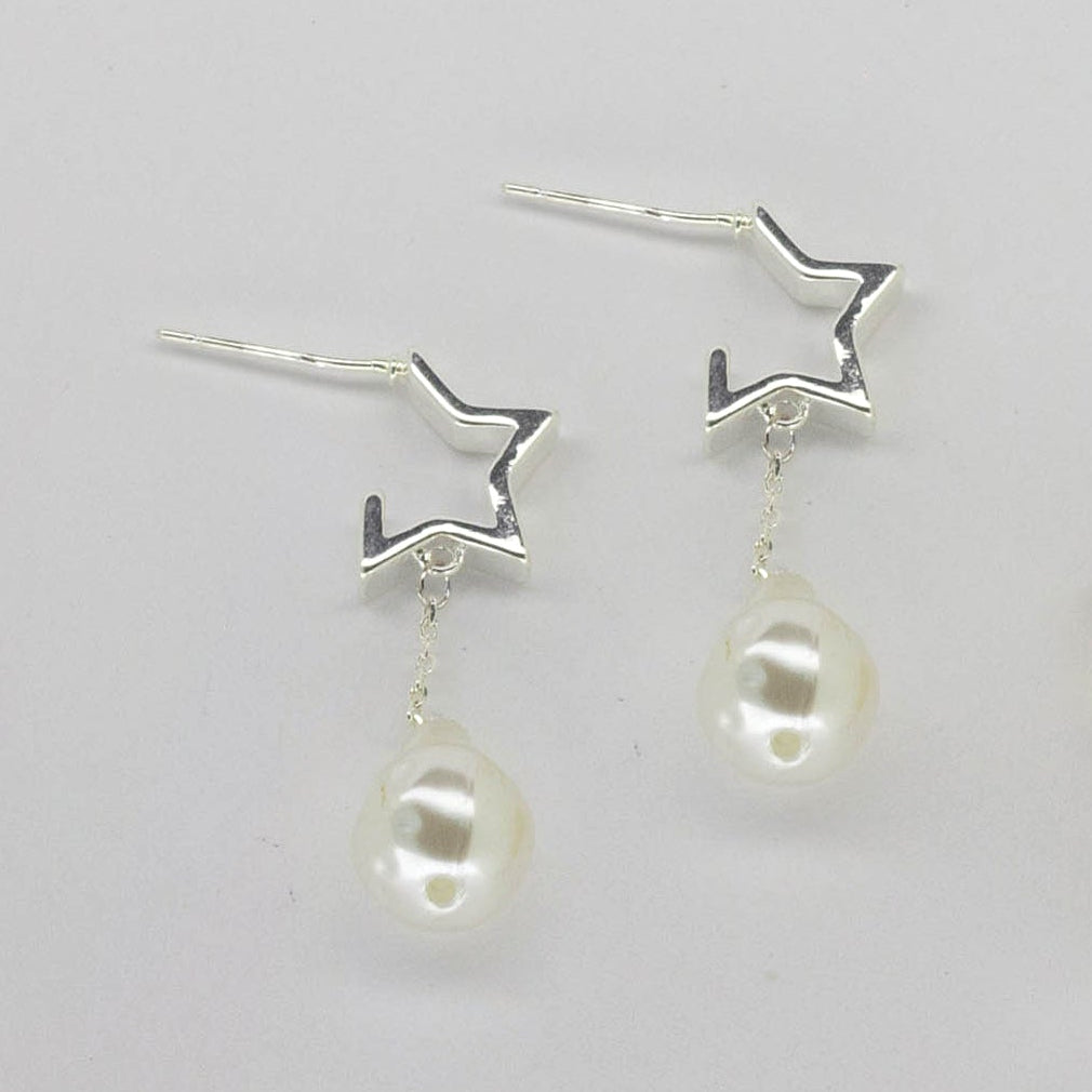 Arete Estrella con Perla Colgante