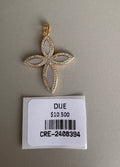 Dije Cruz Floral Ornamental con Piedras