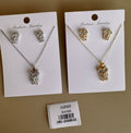Set de Collar y Topos con Dije de Búho Brillante