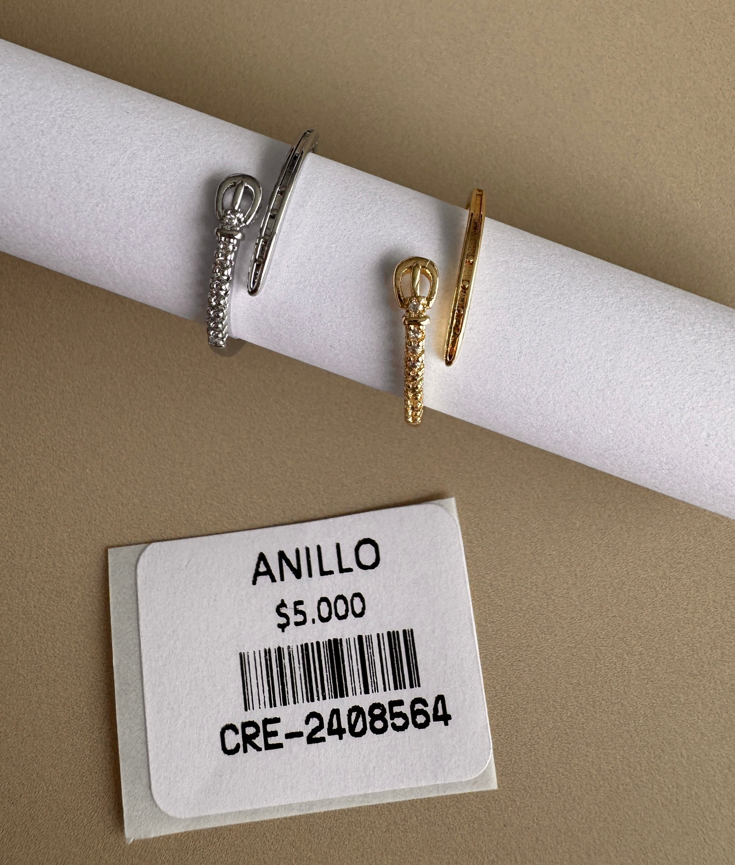 Anillo Ajustable Abierto en Forma de Correa con Microcircones