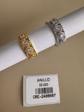 Anillo Ancho con Cristales y Diseño Ornamental